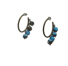 Load image into Gallery viewer, Blue Crackle Agate Hoops

