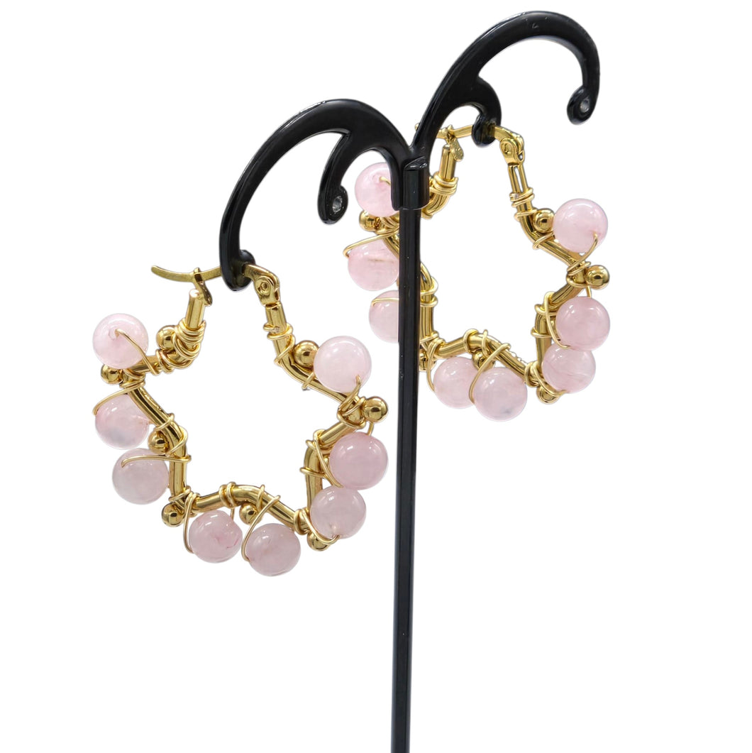 Rose Quartz Star Hoops